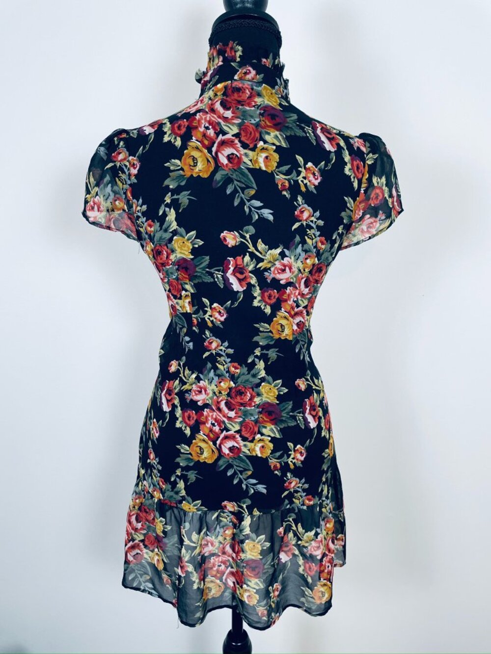 KIMCHI BLUE 100% Silk Floral Mini Dress XS + Cotton Slip Y2K - Picture 2 of 8